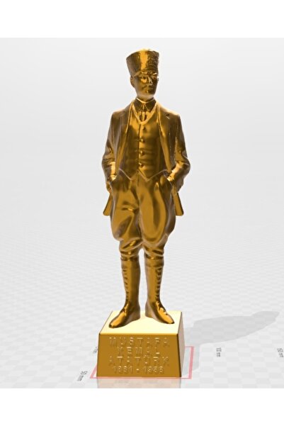 Mustafa Kemal Atatürk Boydan Heykeli Gold 3D