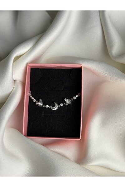 NB STEELORA سوار رومانسي أنيق بتصميم القمر والنجمة مع تفاصيل حجرية