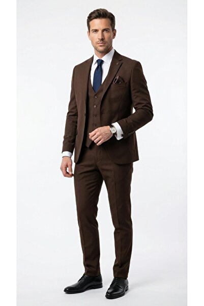 Plus Scorpion Men's 3-Piece Slim Fit Suit – Classic Stretch Fabric Fabric, Si...