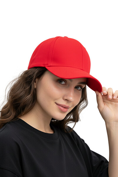 moda nokta Basic Hat - Red 100% Cotton Gabardine Unisex Model