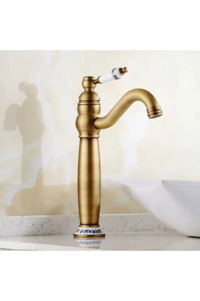 OEM Baterie înaltă pentru chiuvetă, design antic, bronz, ornament ceramic