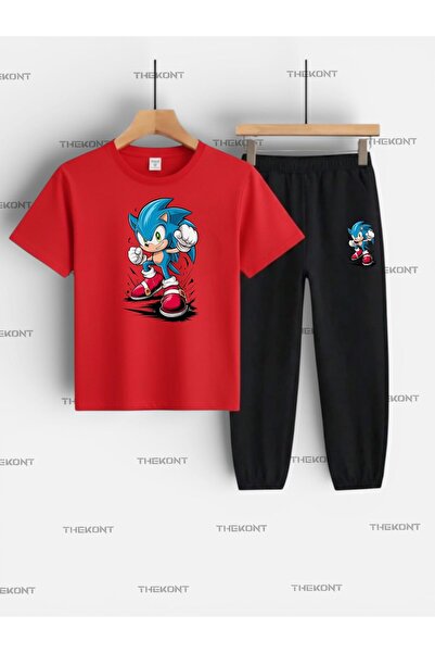 THEKONT Blue Character Soniccs Printed Top and Bottom Children's Set (T-Shirt...
