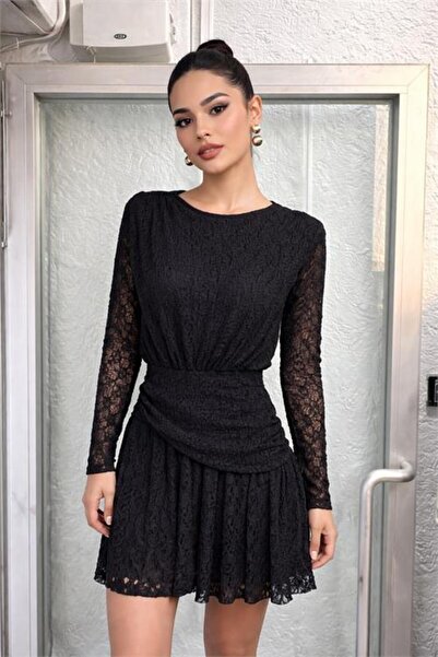 Neşeli Butik Women's Black Lace Fabric Corsage Shoulder Shoulder Pad Piece Mi...