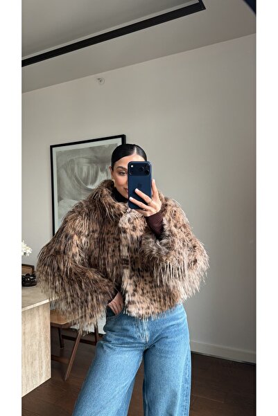 sinemkivanc co LEOPAR DESEN KAPÜŞONLU KÜRK