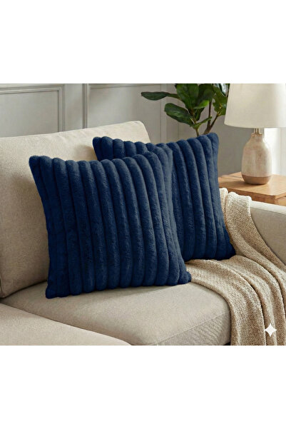 pufftable Set de 2 huse de pernă din pluș cu fir texturat, 45*45, culoare ble...