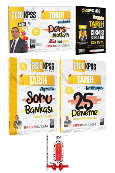 İndeks Akademi 2026 KPSS Aydın Yüce Tarih Video Ders Notu+ Soru Bankası+ 25 D...