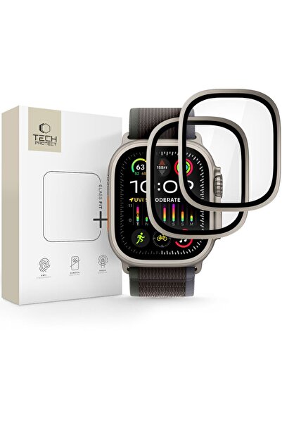 Tech-Protect Glass Ring 2-Pack Tempered Glass for Apple Watch Ultra 49mm Silver