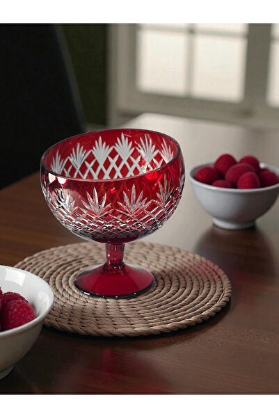 Glowvera Colorful Footed Cut Crystal Glass Bowl 15cm Diameter