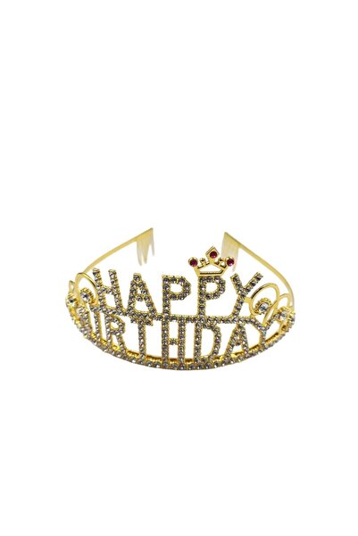 PARTİ SEPETİ Χρόνια Πολλά Χρυσή Κορώνα Βασίλισσας με Στρας για Πάρτι