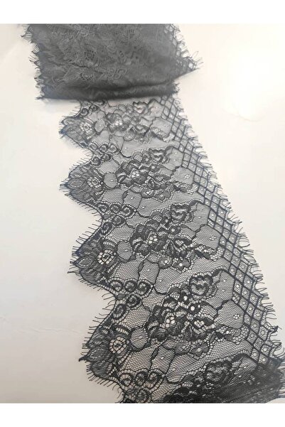 FASHİON DANTEL Dantela cu bordură de barbă Lățime 17 cm Lungime 3 metri Negru