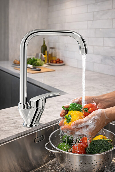 MUSLUQ صنبور مطبخ على شكل حرف L من الكروم