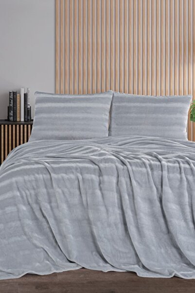 Zebra Casa Cozy Single Gray Blanket Set