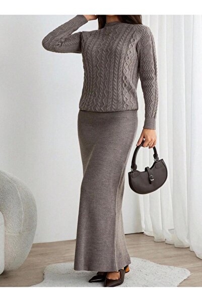 TOFAN TRİKO Knitted Sweater and Long Skirt Set