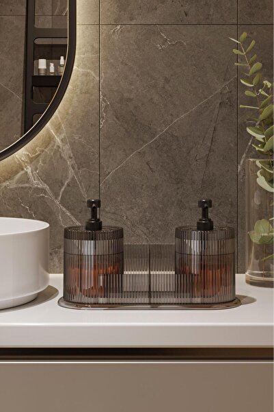 Pufwin Home XL Lüks Modern Şefaff Akrilik 2’li Sıvı Sabunluk & Deterjanlık Te...