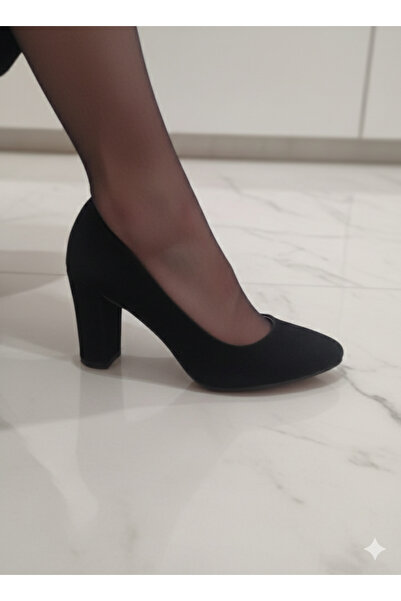 Ertaticaret Black Suede Heeled Shoes