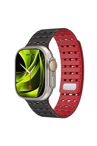 Mobile Origin Magnetic Silicone Band for Apple Watch 42-49mm - Black/Red