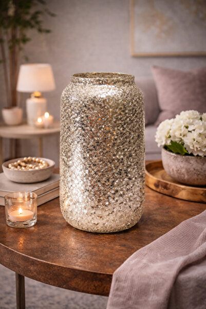 Brandsmiths Golden Textured Sparkling Decorative Vase