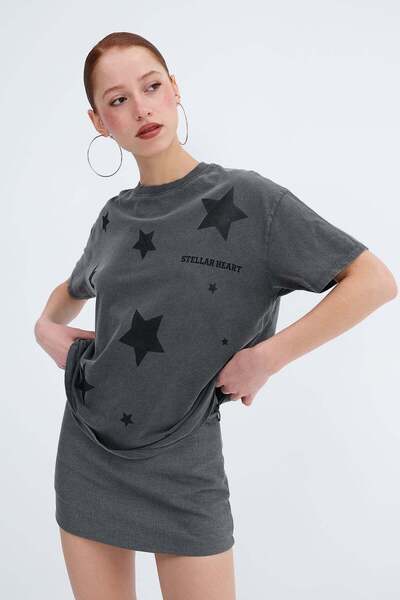 Addax Star Patterned T-Shirt P10640