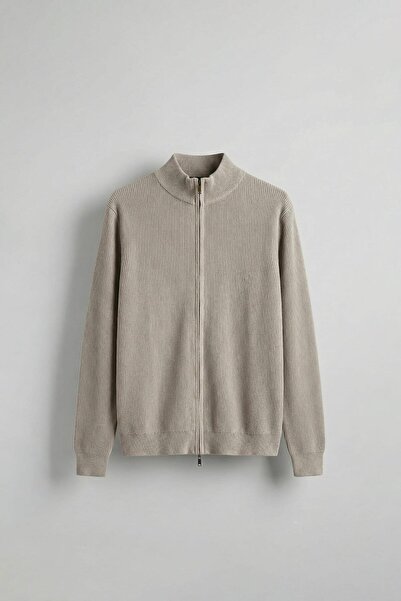 ablukaonline Men's Slim Fit Zippered Mock Neck Corded Fabric Knitwear Cardiga...