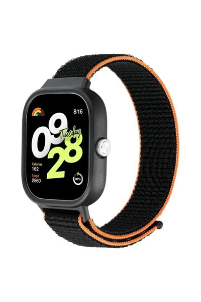 Beline Nylon Strap for Xiaomi Redmi Watch 4 - Black/Orange, Large Size