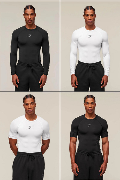Stylovi 4Pcs Gymshark Premium Compression Short and Long Sleeve T-Shirts - Ul...