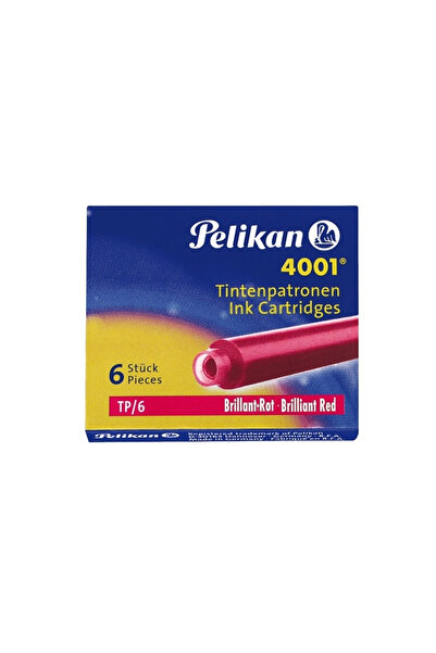Pelikan Small Ink Cartridges 4001 set of 6 Glossy Red