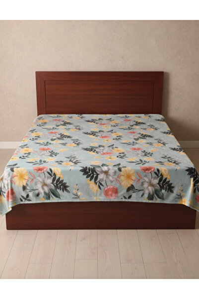 FIONNA.RO Cocolino Blanket Medium Thickness 200x230cm - Turquoise With Flowers