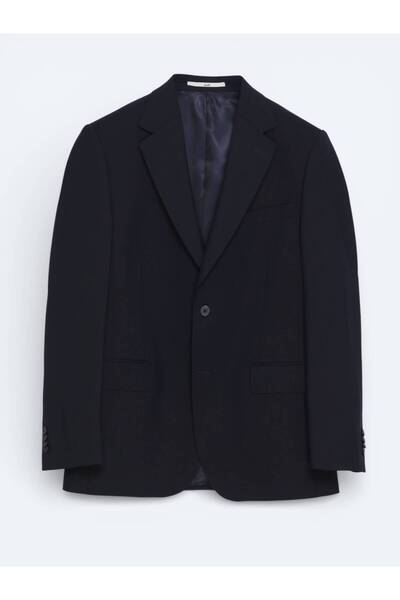 Kip Navy Blue Solid Wool Blend Suit