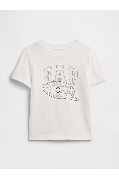 GAP Erkek Bebek Beyaz Grafik Baskılı T-Shirt
