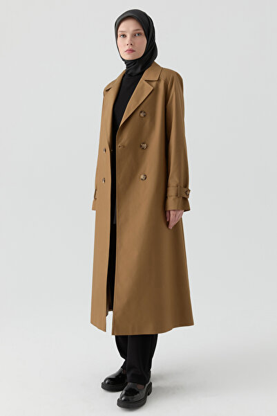 Tuğba Rüzgarlık Detaylı Kruvaze Trençkot - Olive