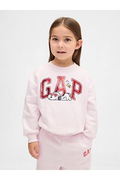 GAP Kız Bebek Pembe VintageSoft Snoopy Sweatshirt