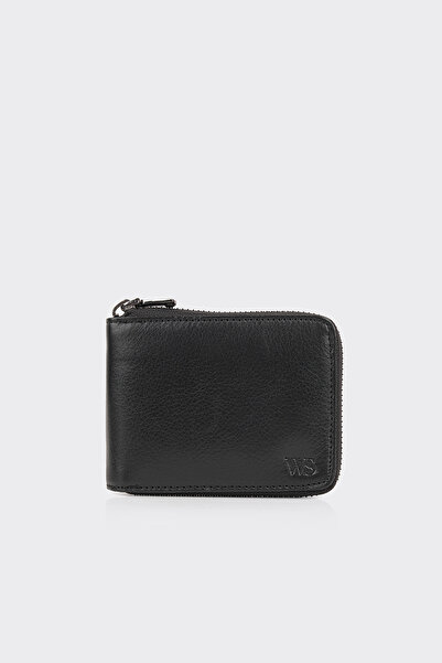 White Stone Black zippered multi-compartment premium horizontal leather men's...