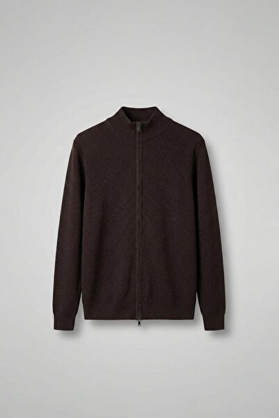 ablukaonline Men's Slim Fit Zippered Mock Neck Corded Fabric Knitwear Cardiga...