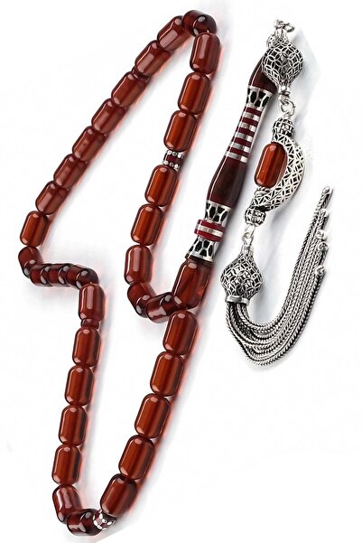 TESBİHCİBABA Nakkaş Yılan Ağacı İmamesiyle Sıkma Kehribar Tesbih