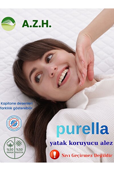 A.Z.H. Purella Kapitoneli Fitted Koruyucu Alez Full Kenarlı Yatak Koruyucu (S...
