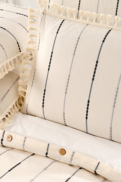 XVA Yadens Cotton Buttoned Tasseled Single Duvet Cover Set