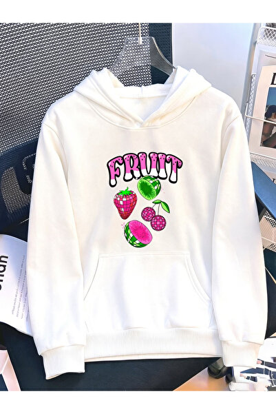 ALEYZA MODA Unisex Ανδρικό/Γυναικείο φούτερ με κουκούλα FRUT, πολύχρωμο, με ε...