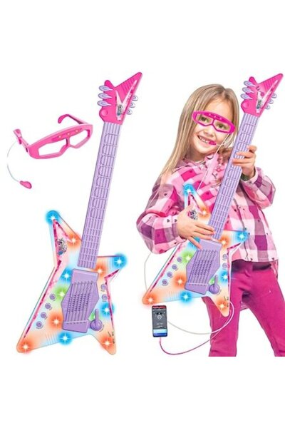 UNİBOX Chitara Electrica de Jucarie pentru Copii cu Lumini, Microfon, Melodii...