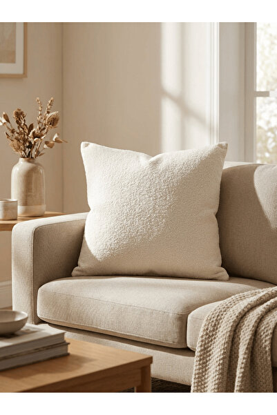 Evondi 45×45 Soft Textured Washable Fabric Throw Pillow Cover – Off-White (1 ...