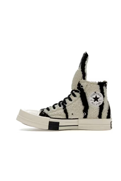 Converse TURBODRK Chuck Taylor All Star 70 Hi Rick Owens DRKSHDW Sherpa Zebra...