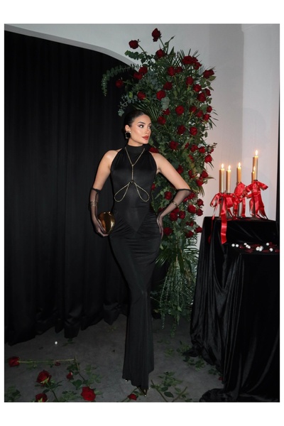 ESRAHELVACI Zero Sleeve Buckle Long Dress