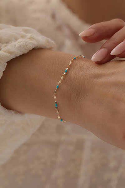 Kado Kuyumculuk 14 Ayar Altın Turkuaz Aynalı Bileklik