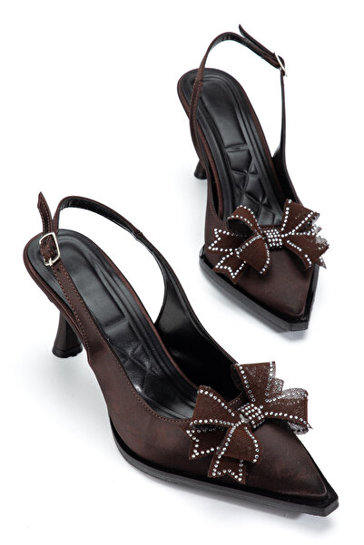 ELEVAM Pointed Toe Women's Heeled Shoes with Stoned Bow