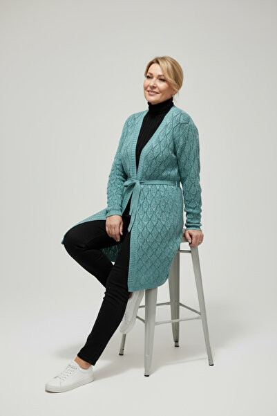 BİLGENS BUTİK Women's Mint Green Openwork Knitwear Cardigan
