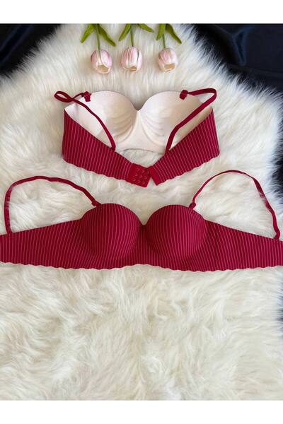 Hirazenmoda Women's Laser Cut Striped Hand-Supported Bra