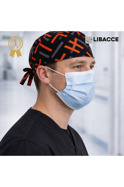 Libacce Industrial Products Unisex Siyah Turuncu Geometrik Çizgili Hastane Do...