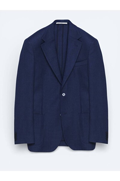 Kip Indigo Patterned Wool Blend Jacket