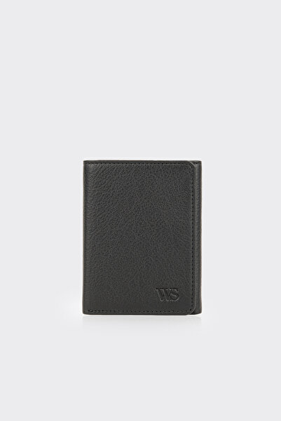 White Stone Black Special Design Premium Vertical Leather Men's Wallet