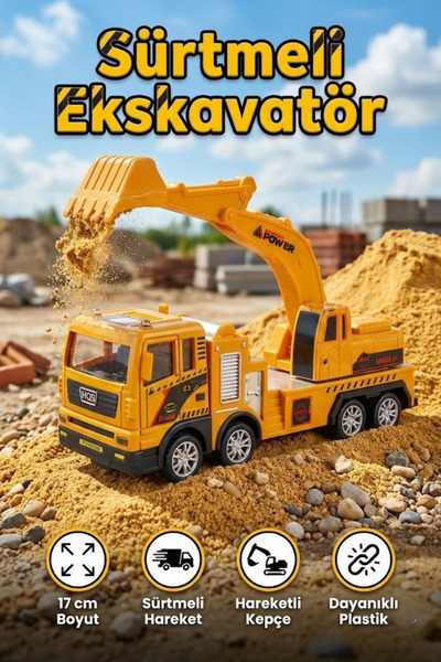 craftivio Toy Yellow Bucket Excavator - Friction Powered Construction Truck E...
