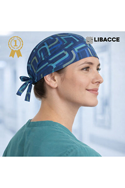 Libacce Industrial Products Unisex Lacivert Geometrik Akışkan Çizgili Hastane...